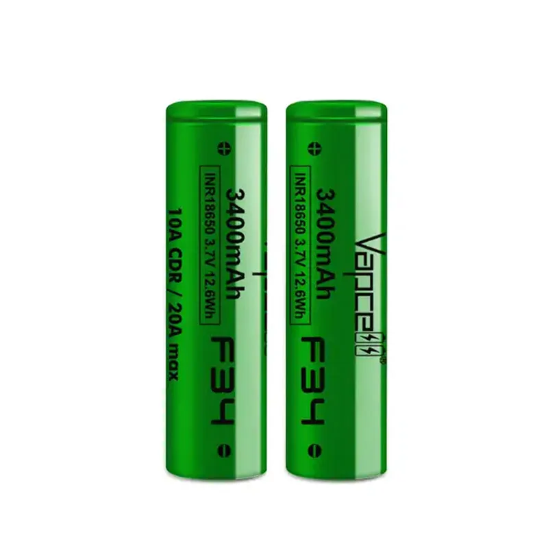 Original Vapcell F34 INR 18650 Battery 3400mAh Capacity CDR 10A Max 20A 3.7V Lithium-ion Battery For VapeMod Battery Pack Toys