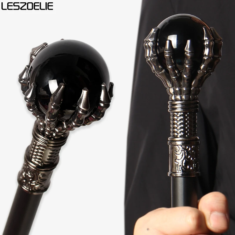 93 см серебряный коготь дракона, черный хрустальный шар, трость для мужчин, темный стиль, модная палка для Хэллоуина, женская вечерние декоративная трость