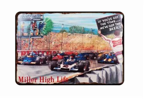 1pcs Miller High Life Indy car Style race Tin Sign  8x12 Disrtressed Art Image