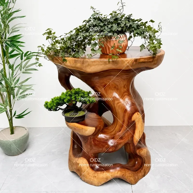 Natural Camphor Wood Root Carving Base Solid Wood Bonsai Frame Living Room Ornament Random Tree Root Art Decor