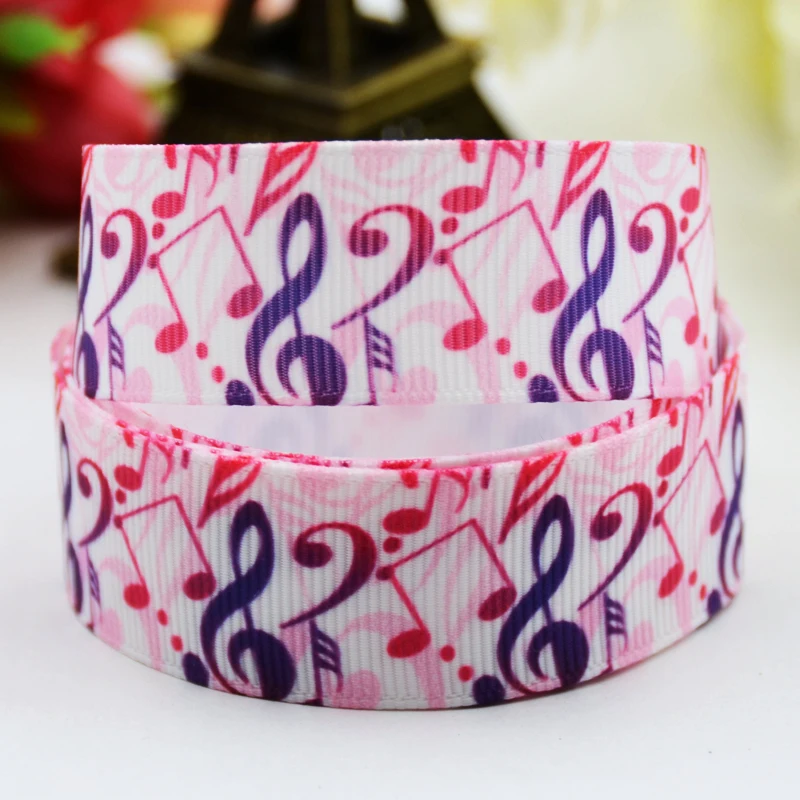 22mm 25mm 38mm 75mm Ruban satin Music Note Cartoon printed Grosgrain Ribbon Bow X-00890 10 Yards