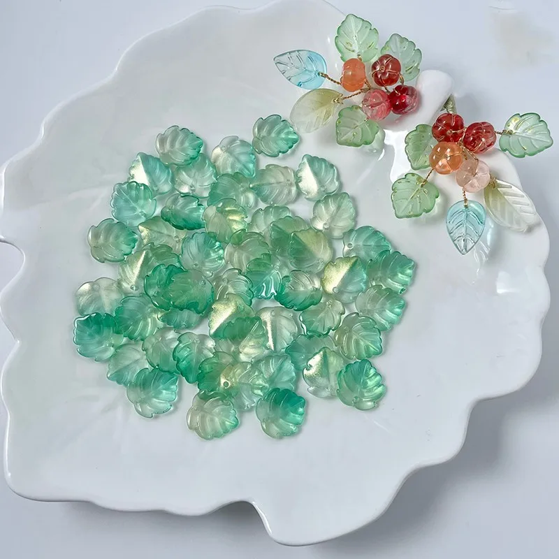 20 sztuk 14x15MM klon liść klosza czeskie szkło koraliki dystansowe luzem koraliki do biżuterii z koralików do robienia Diy bransoletka naszyjnik