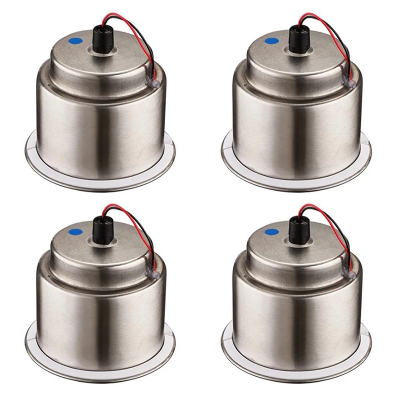 

4X Led Light Drink Holder Led Recessed Stainless Steel Cup Drink Holder Cup Shape For Car Marine Boat