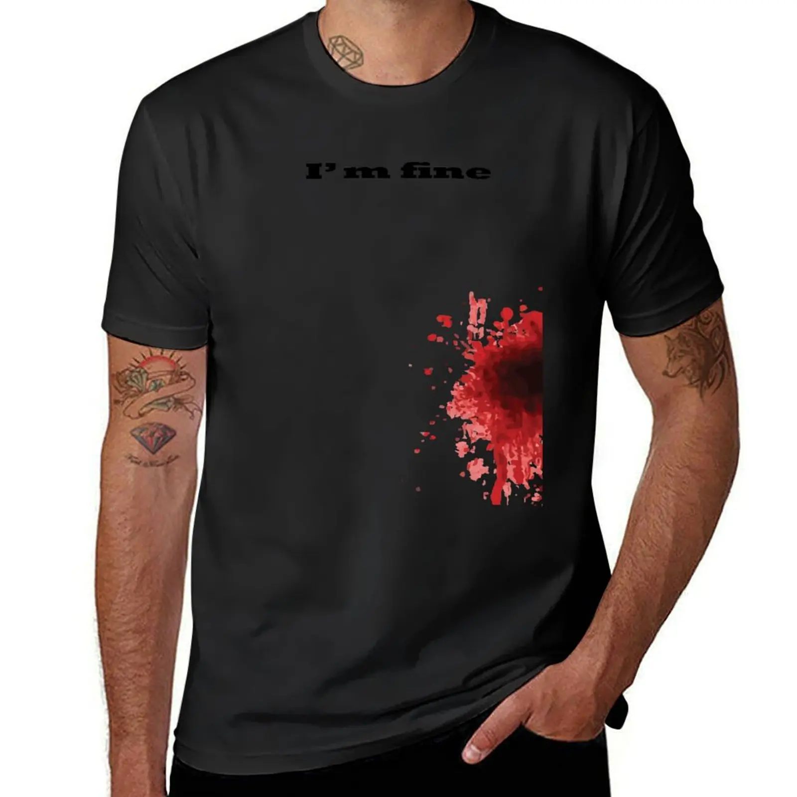 

i'm fine T-Shirt summer top funny costumes quick-drying Luxury man mens graphic t-shirts anime