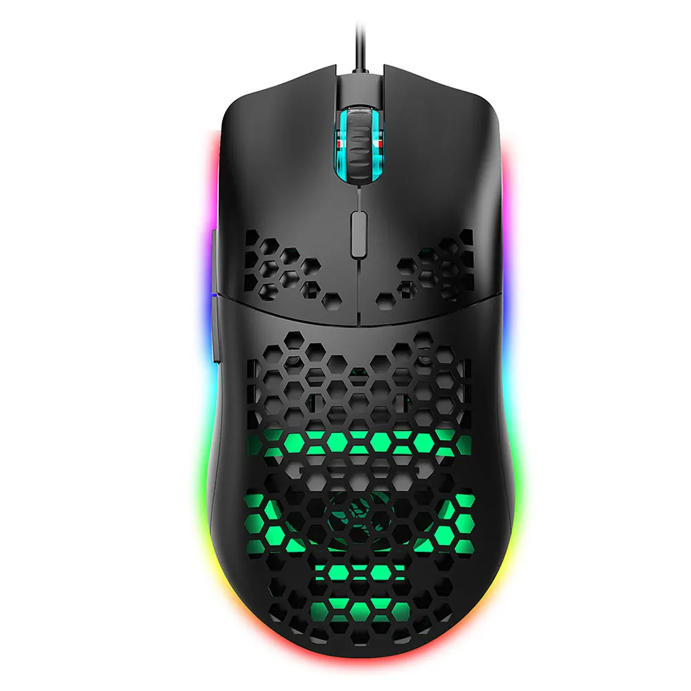 

Hole Design Rgb Wired Mouse Black 6 Keys Programmable Lighting Gaming Mouse Rgb Dpi Adjustable Up to 6400 Dpi Professional Use