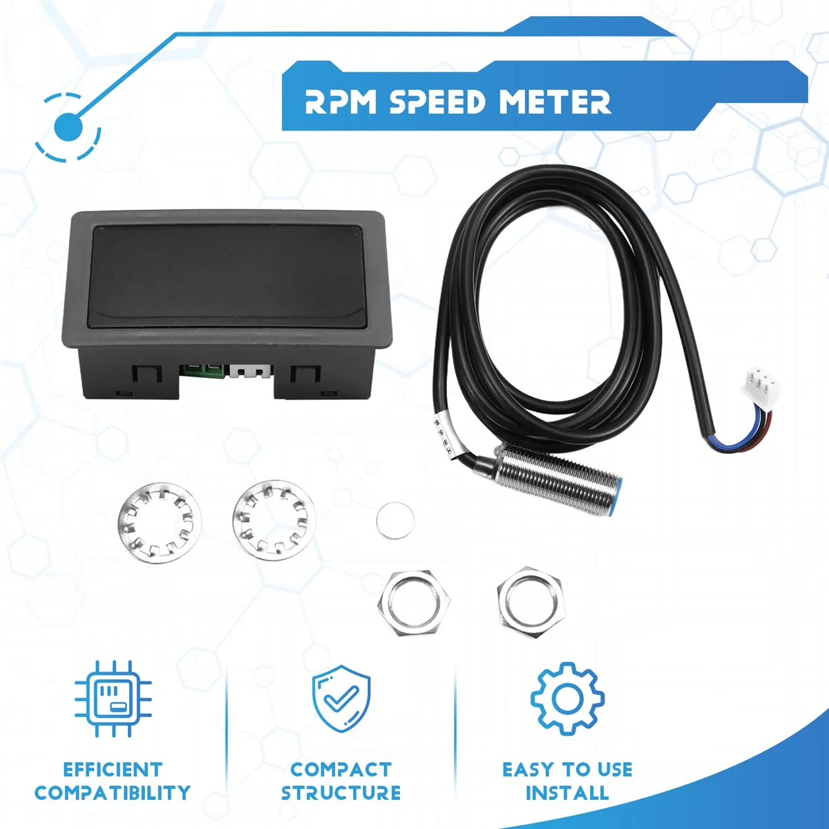N18R 4 Display LED Digital Tacômetro RPM Medidor de Velocidade Tacômetro de Alta Precisão com Sensor de Interruptor de Proximidade Hall NPN