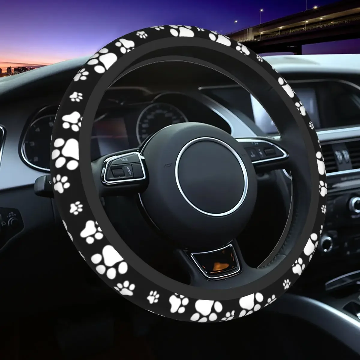 38CM Steering Wheel Cover Car Steering Wheel Cover For Women Flowers Footprint Anti-Slip Funda Volante Car Interior Accessories