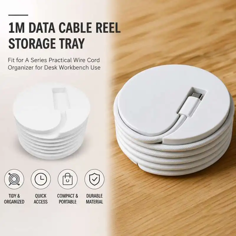 1m Data Cable Reel Storage Tray Fit for A Series Practical Wire Cord Organizer for Desk Workbench Use