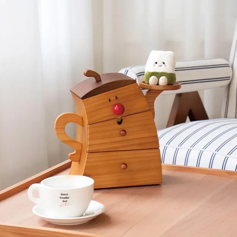 Solid wood modern durable environmentally friendly locker drawer type multi-layer desktop storage box candy key cosmetics