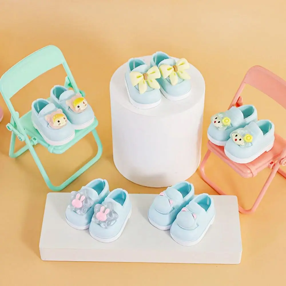 Cartoon PVC Mini Shoes Imitation Leather Pattern Hand-made Doll Shoes Dolls Accessories 4cm Shoes Children Toys