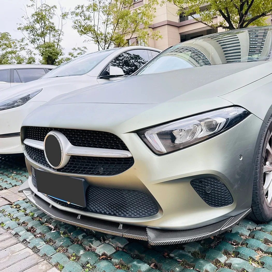 Front Bumper Lip Splitter Diffuser Body Kits Spoiler Guard Protector For Mercedes Benz A Class W177 V177 2018-2022 Pre-facelift