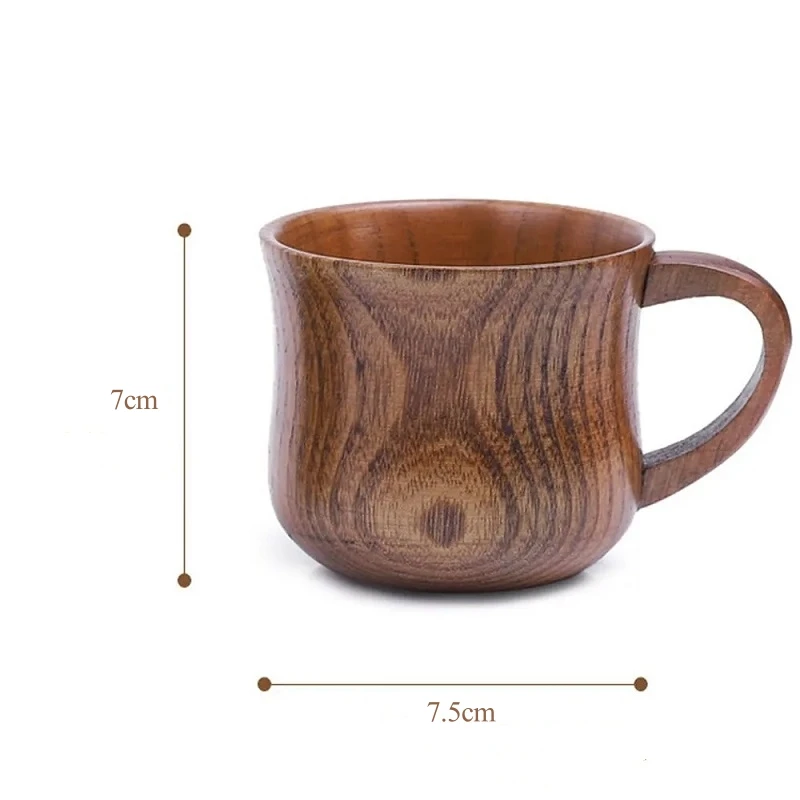 

130ml Wooden Solid Wood Cup with Handle Sour Jujube Solid Wood Water Tea Cup Trumpet Cup For Kitchen Living Room Cafetera
