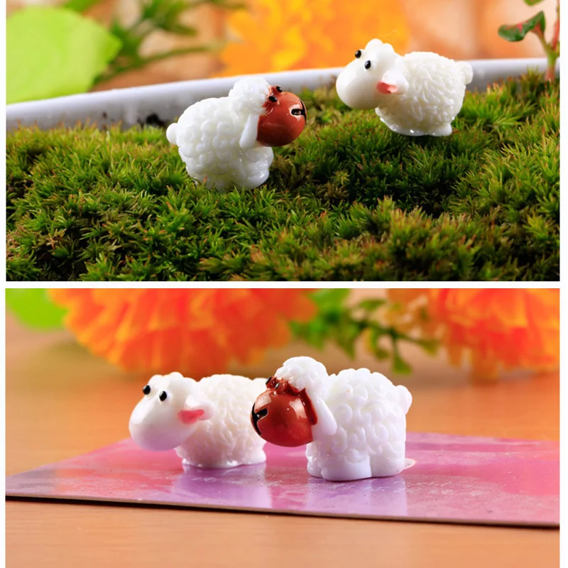 Mini animaux de moutons pour la décoration intérieure, figurines de jardin de micro fées, miniatures, accessoires de bricolage, 10 pièces par lot