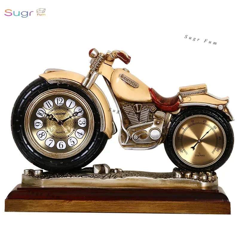 

Home living room clock desk clock desktop European retro personalized creative motorcycle ornament clock silent quartz