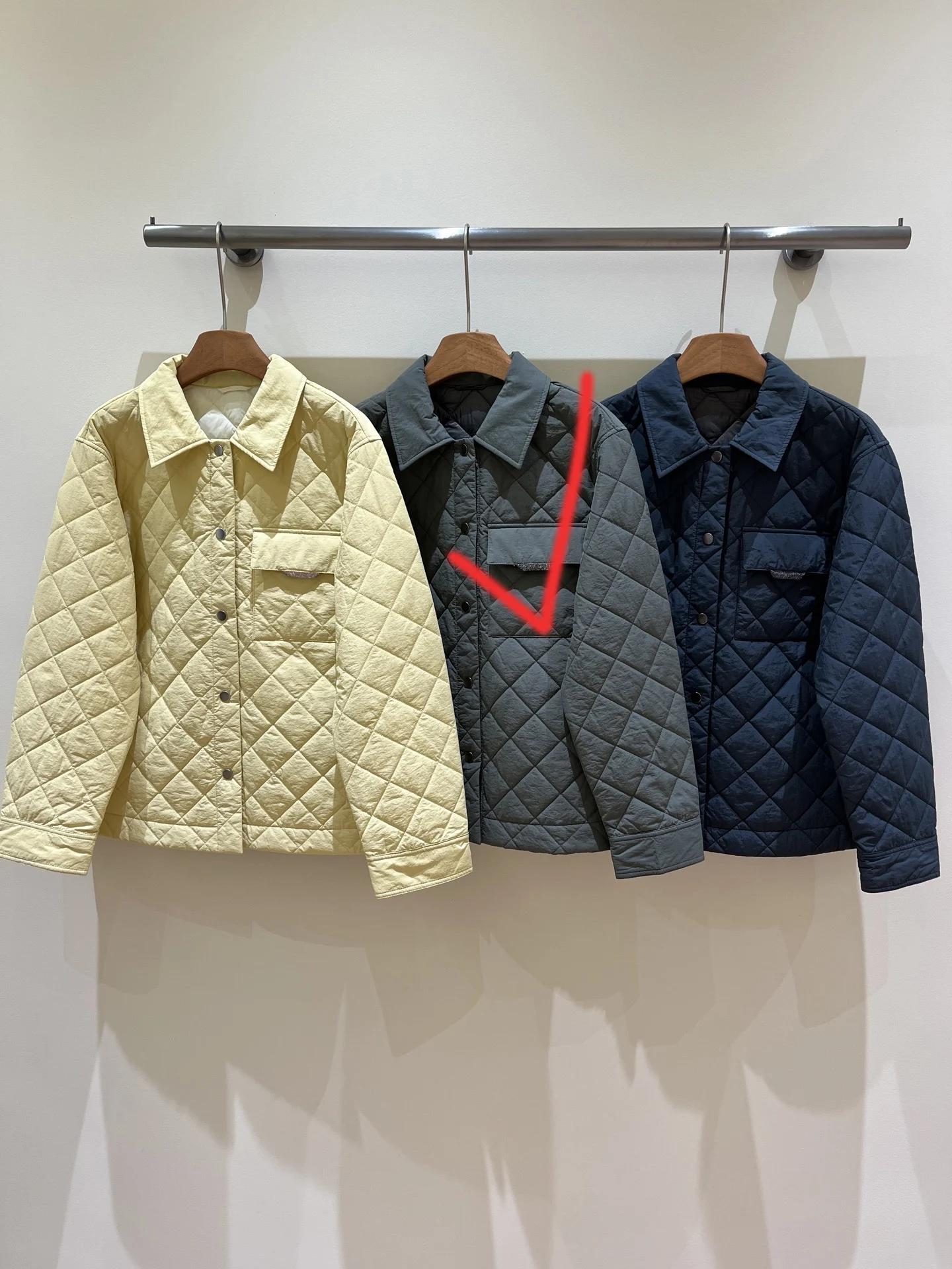 2026 Autumn/Winter New High-Quality Fashionable Casual Lapel Diamond Pattern Cotton Jacket for Women