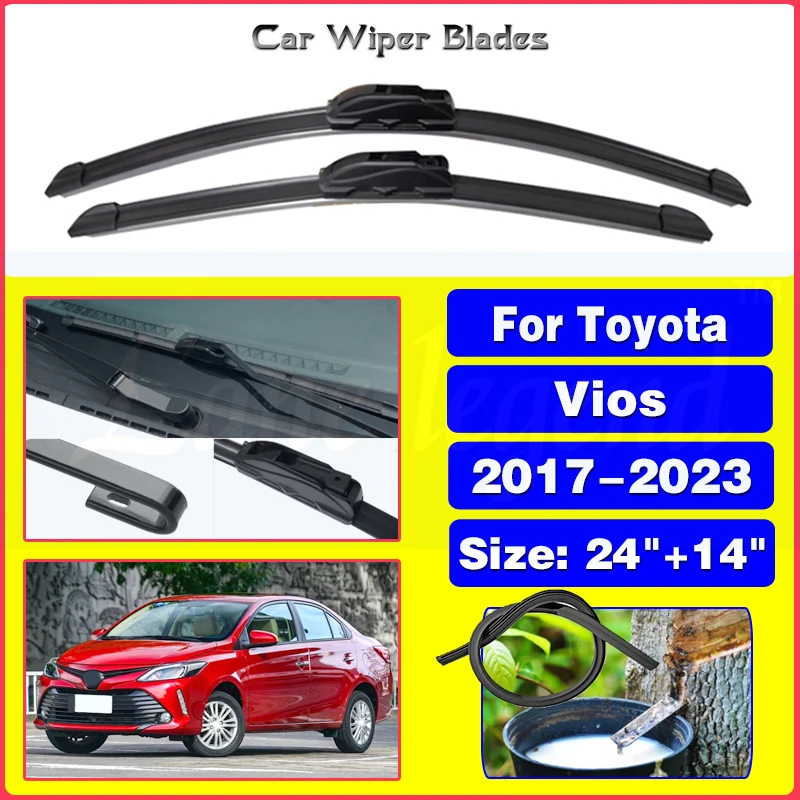 For Toyota Vios 2017 2018 2019 2020 2021 2022 2023 + Car Front Wiper Blades Windshield Windscreen Window Car Accessories 24