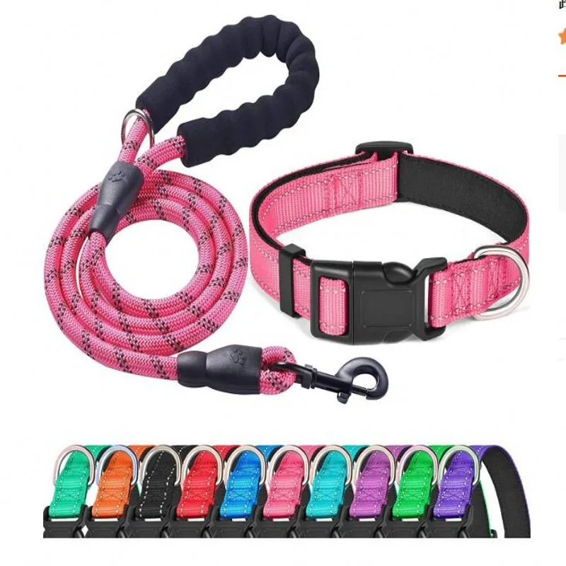 

Reflective Collars Pet Harness Leads Set Nylon Pet Ropes Outdoor Trainning Dog Cat Collar