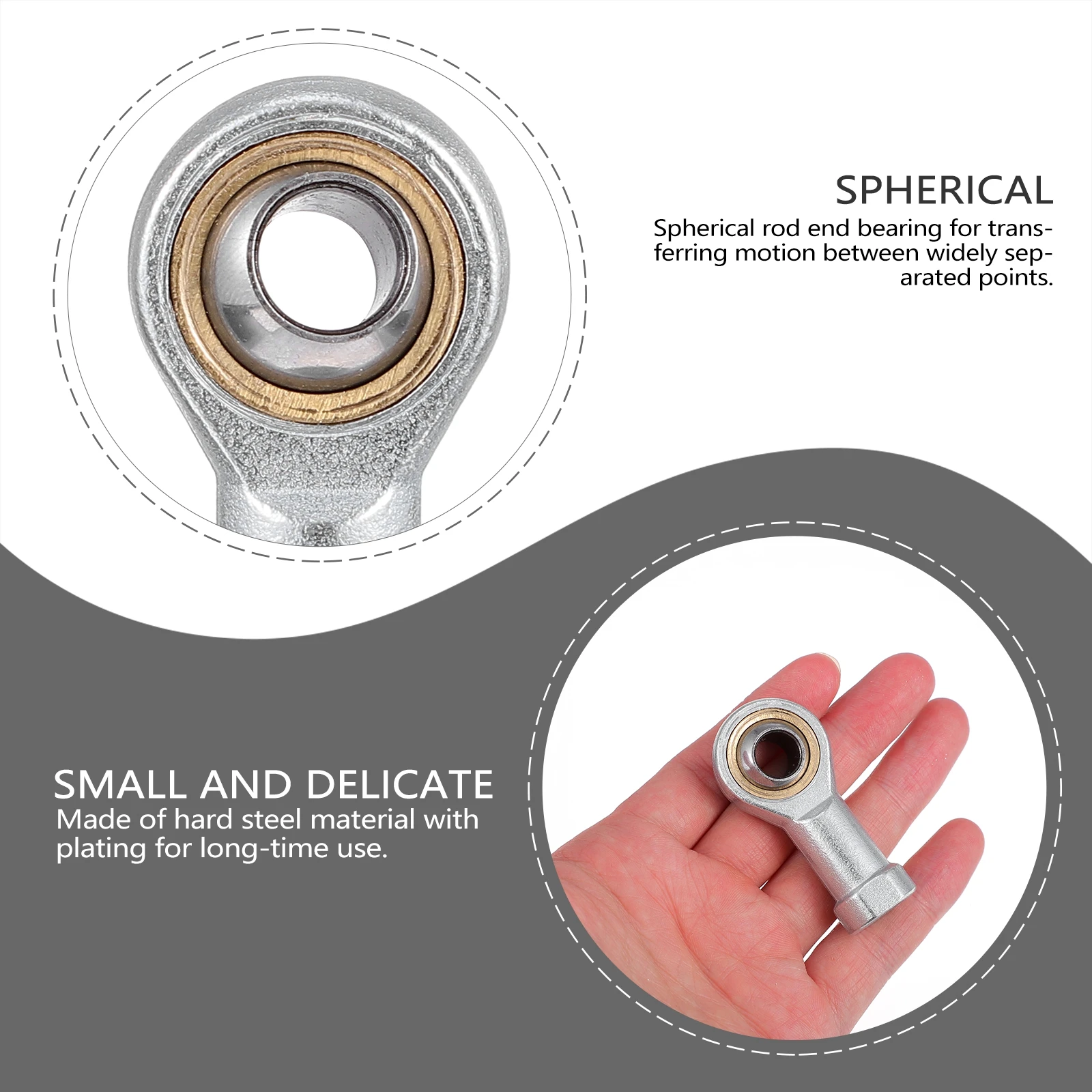 

Spherical Rod End Bearings Plain Thread Ball Joint Silver Steel Connector Spinner Fishing Machinery CNC Equipment