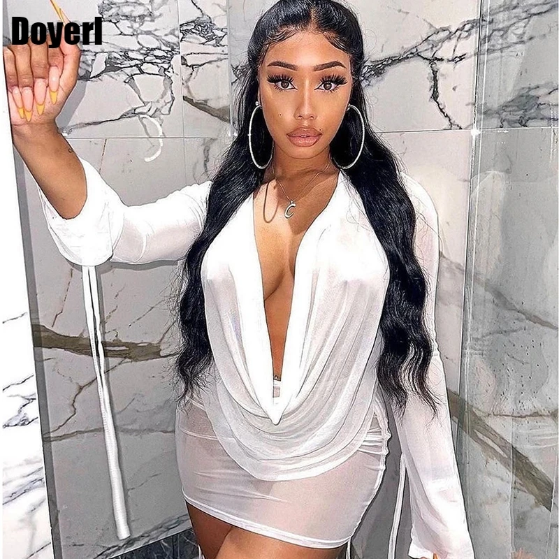 

Прозрачный сетчатый комплект из двух предметов, женская сексуальная клубная одежда, топ с открытой спиной и мини-юбка на шнуровке, комплект из двух предметов, комплект одежды