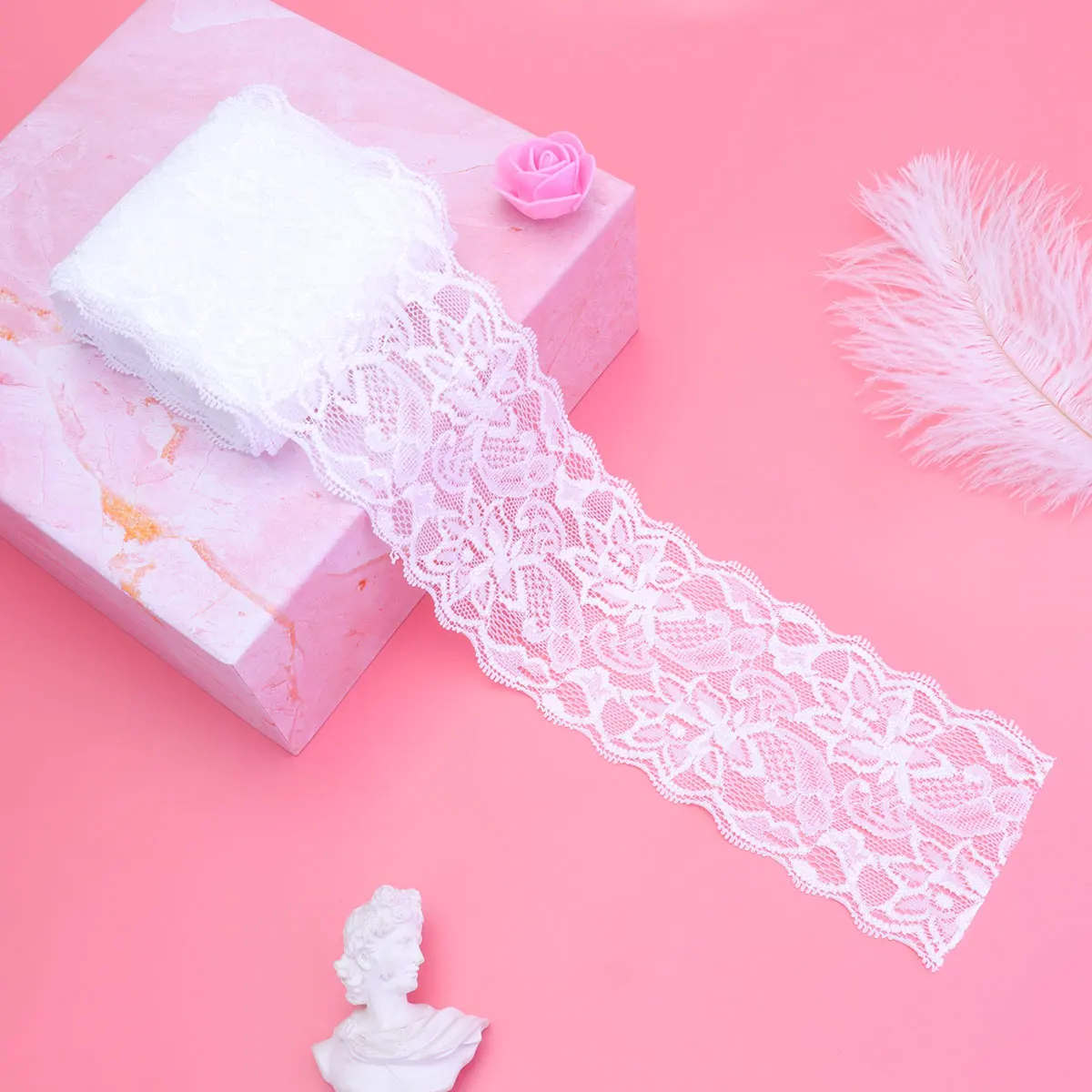 

Lace Trimming 8 Cm Blue Mesh Ribbon Gift Packing DIY Accessories H made Bride Scrapbooking Wedding Party Decorations Elastic B