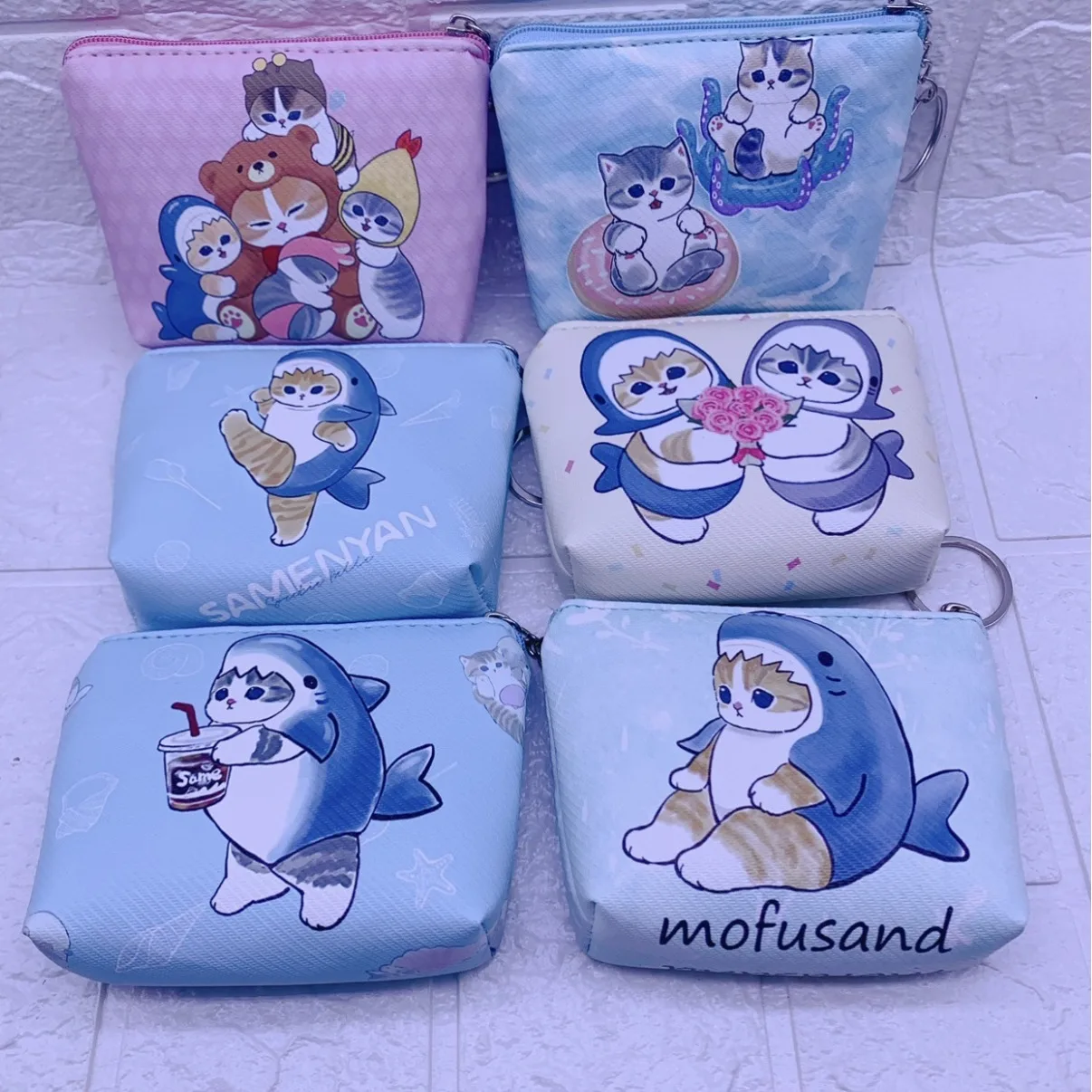 

Cute Mofusand Shark Cat series coin purse PU design coin bag card bag storage bag