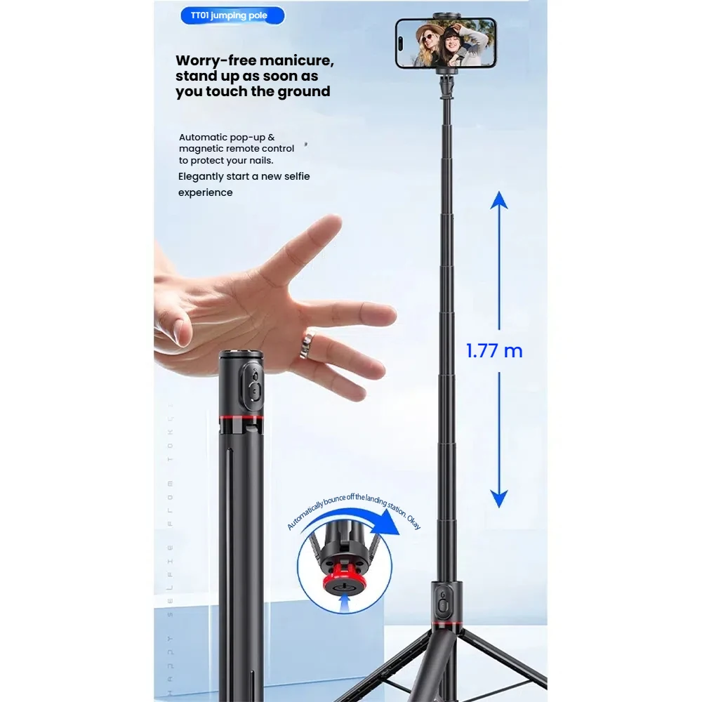 

Live Streaming Bracket Phone Holder Photography Automatic Pop-up Magnetic Remote Control Tripod Selfie Stick Stand Accessories