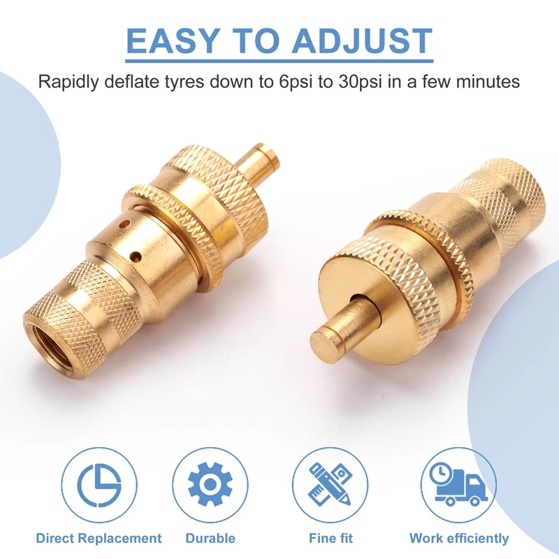 4Pcs Offroad Brass Tire Venting Machine S Kit Automatic 6-30Psi Tyre Tire Pressure Relief Valve Deflators Bleeder Valve