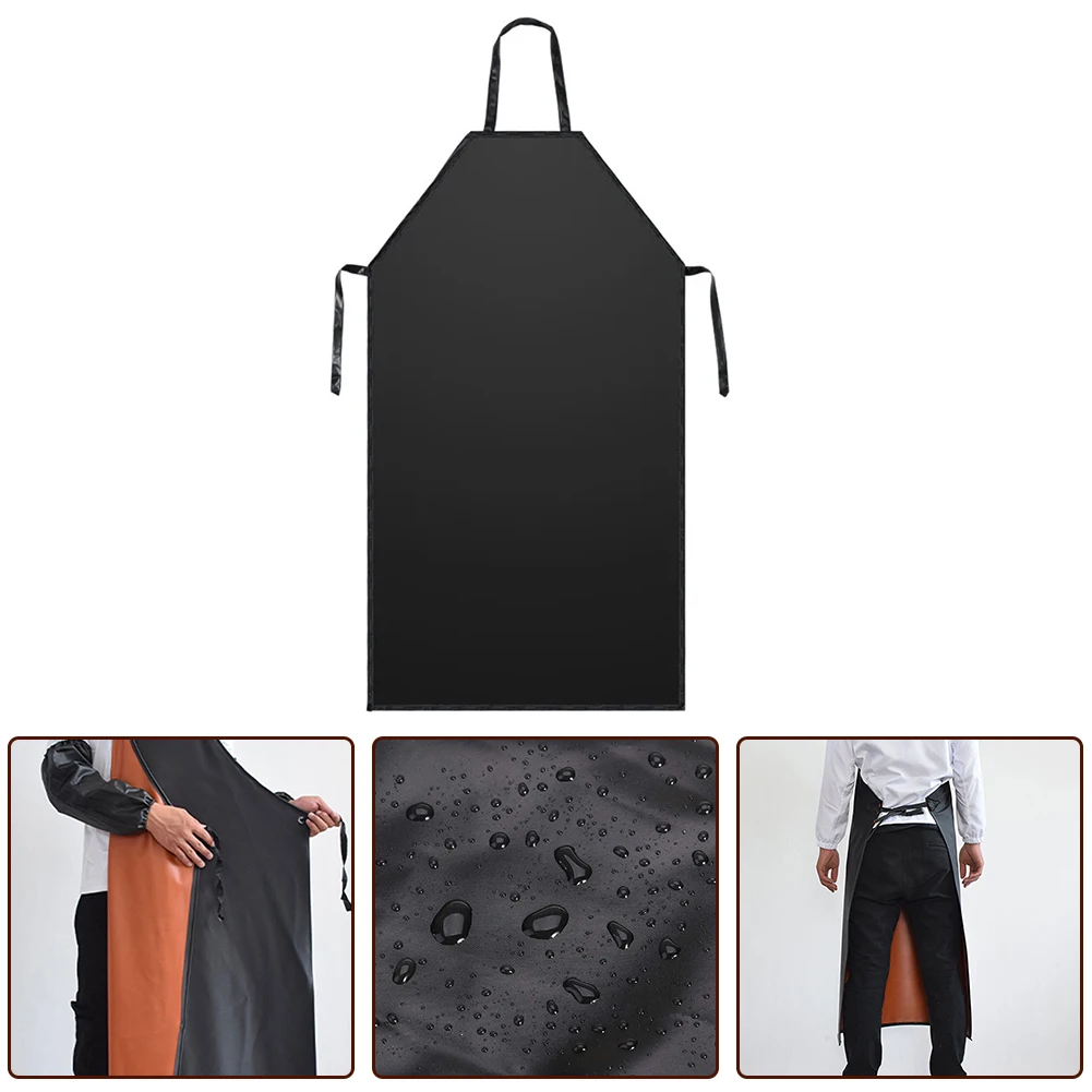 Leather Apron PVC Apron Anti-oil Stain Black Chef Butcher Work Heavy Duty Royal Leather Apron NEW Waterproof New