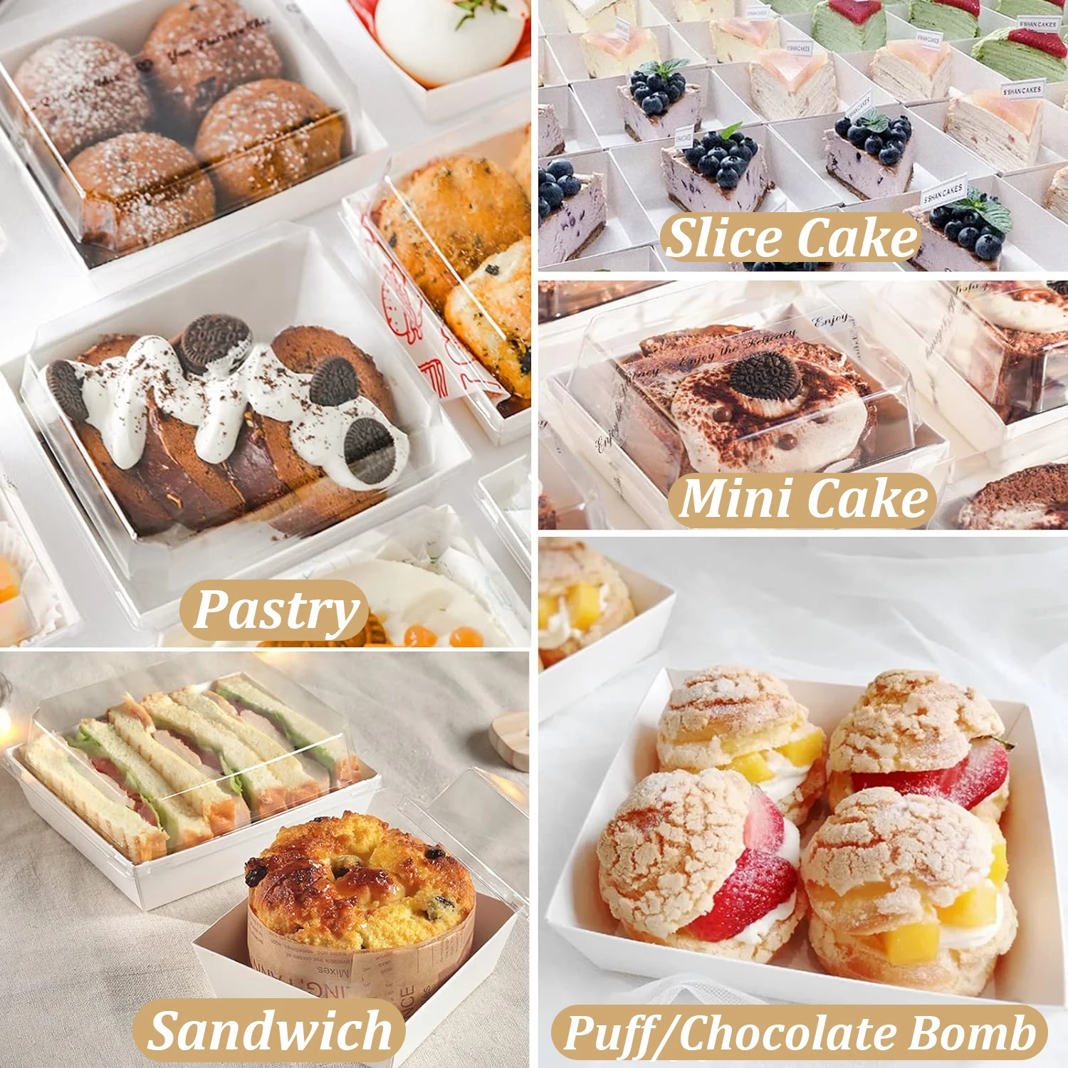 50PCS Bento Cake Box Donut Box Cookie Bakery Food Sandwich Packing Swiss Cake Box Wedding Birthday Party Christmas Home Supply