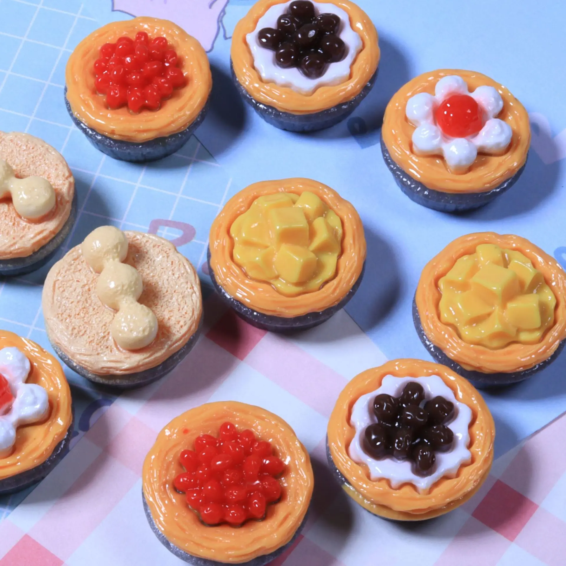 

10 шт., кабошоны из смолы с искусственной едой, плоская задняя часть для изготовления ювелирных изделий своими руками, оптовая продажа, яичный пирог, украшение для скрапбукинга, аксессуар для телефона