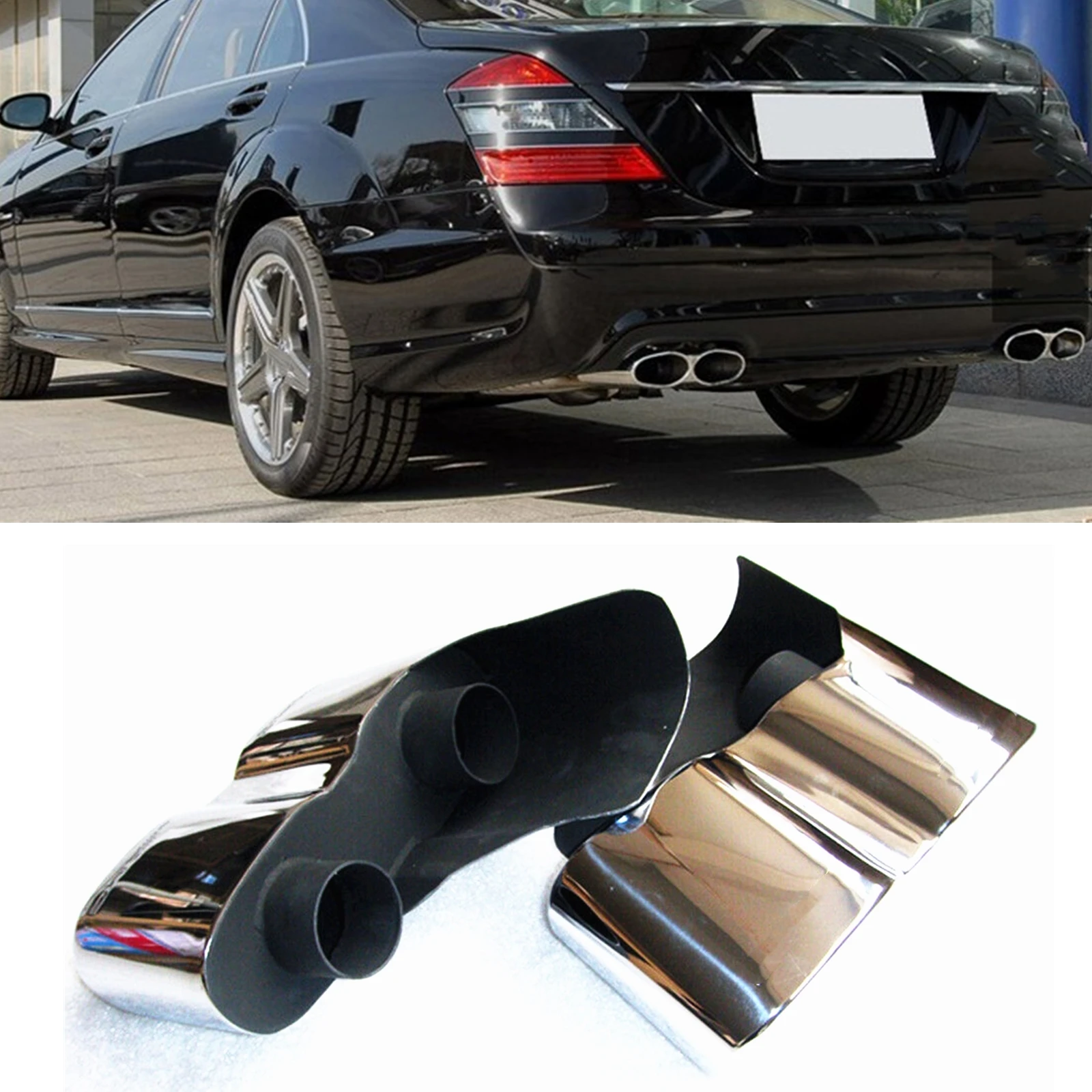 Car Exhaust Muffler Tip Pipe Rear Air Outlet Vent Duct Exhause: For Mercede Benz S350 S400 S500 S550 S600 AMG S63 S65 2009-2013