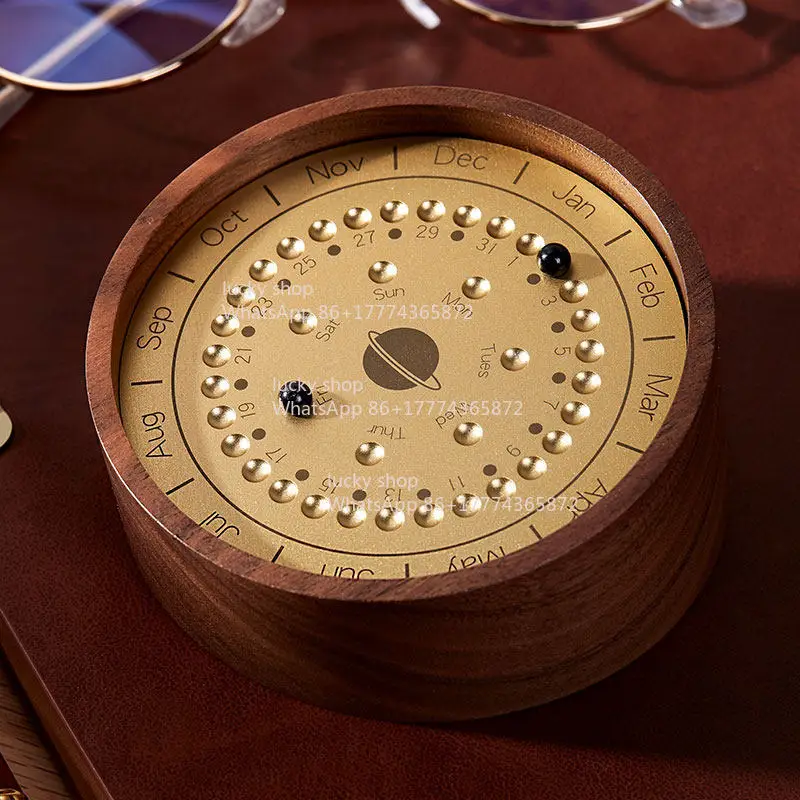 Planetary Wooden Calendar Office Tabletop Ornament, Creative