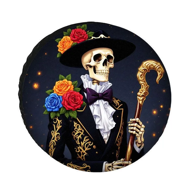 

Чехол для запасного колеса Day of The Dead Skeleton Gentleman, уникальный, из полиэстера, пылезащитный