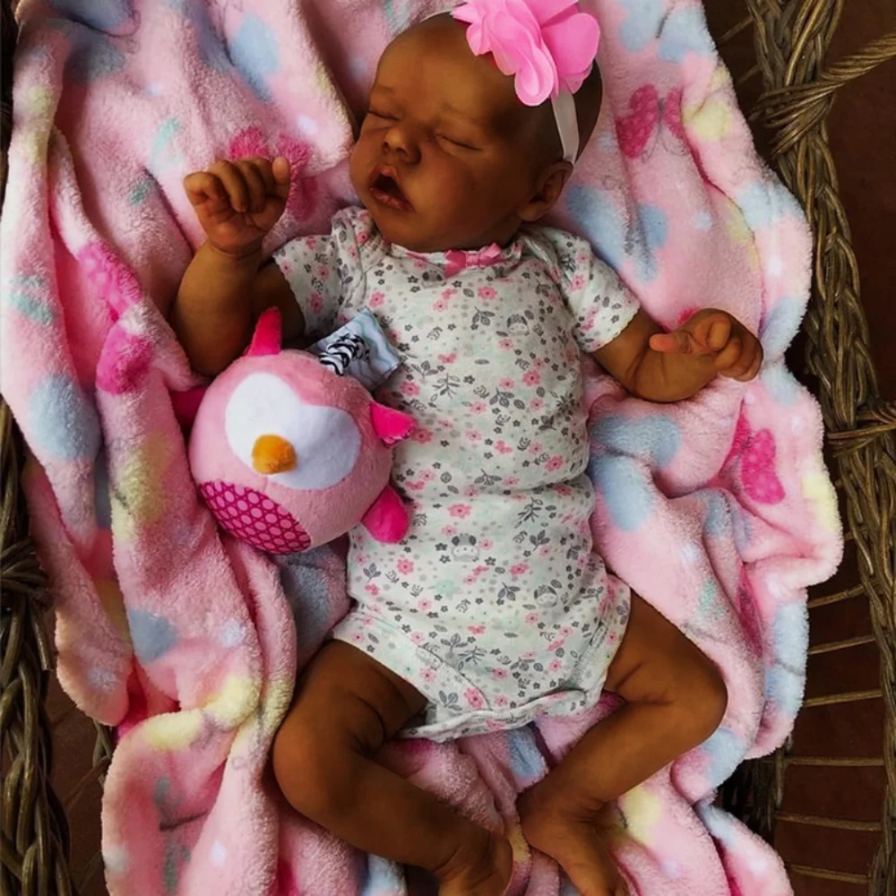 

43CM Reborn Doll Twin A Dark Skin African Black Dolls Handmade Lifelike Newborn Baby Bebe Reborn Toys for Girls