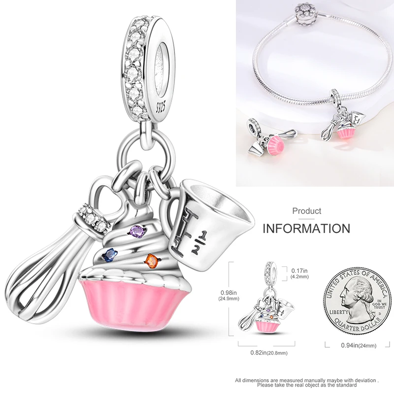 2026 Neuer Rosa Charm aus 925 Sterling Silber, Herz-Schleife-Parfüm-Rosen-Perlenanhänger, passend für europäische Armbänder, DIY, romantisches Geschenk für Frauen – Detail 25