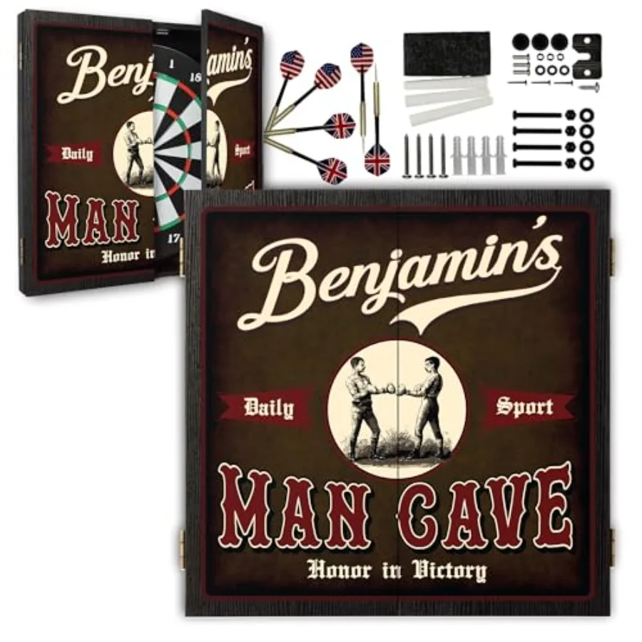 

Персонализированный набор для дартса и шкафа с 6 дартсами со стальным наконечником для домашних развлечений, индивидуальный дизайн, компактное хранилище Soluti