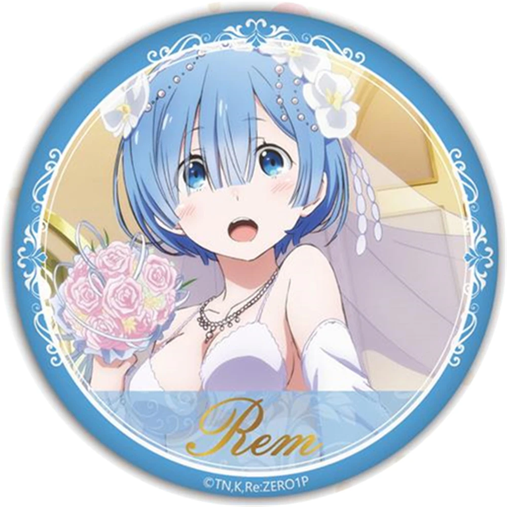 58mm Anime Re:ZERO Starting Life in Another World Emilia Rem Ram Beatrice Cosplay COSTUME Badge Pin SPTE Tinplate Brooch﻿ Prop