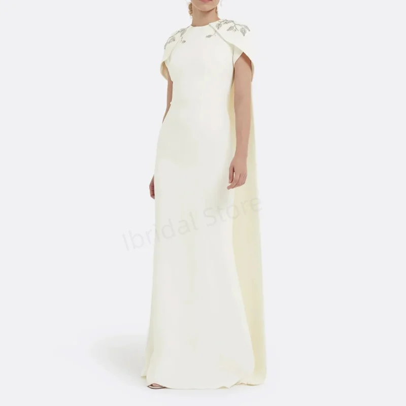 

Customized Long Evening Dress فساتين مناسبة رسمية Elegant Formal Cap Shawl Short Sleeve Crystal Sexy Prom Dress