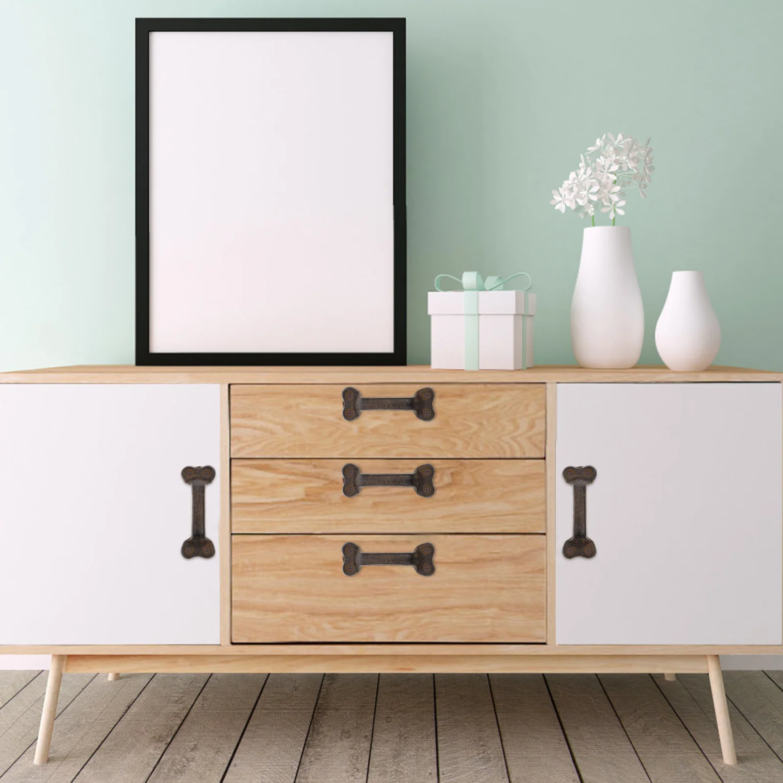 

2Pcs Vintage Cast Iron Door Handles Rustic Barn Decorative Pulls for Cabinets Wardrobes Drawers Home Furniture