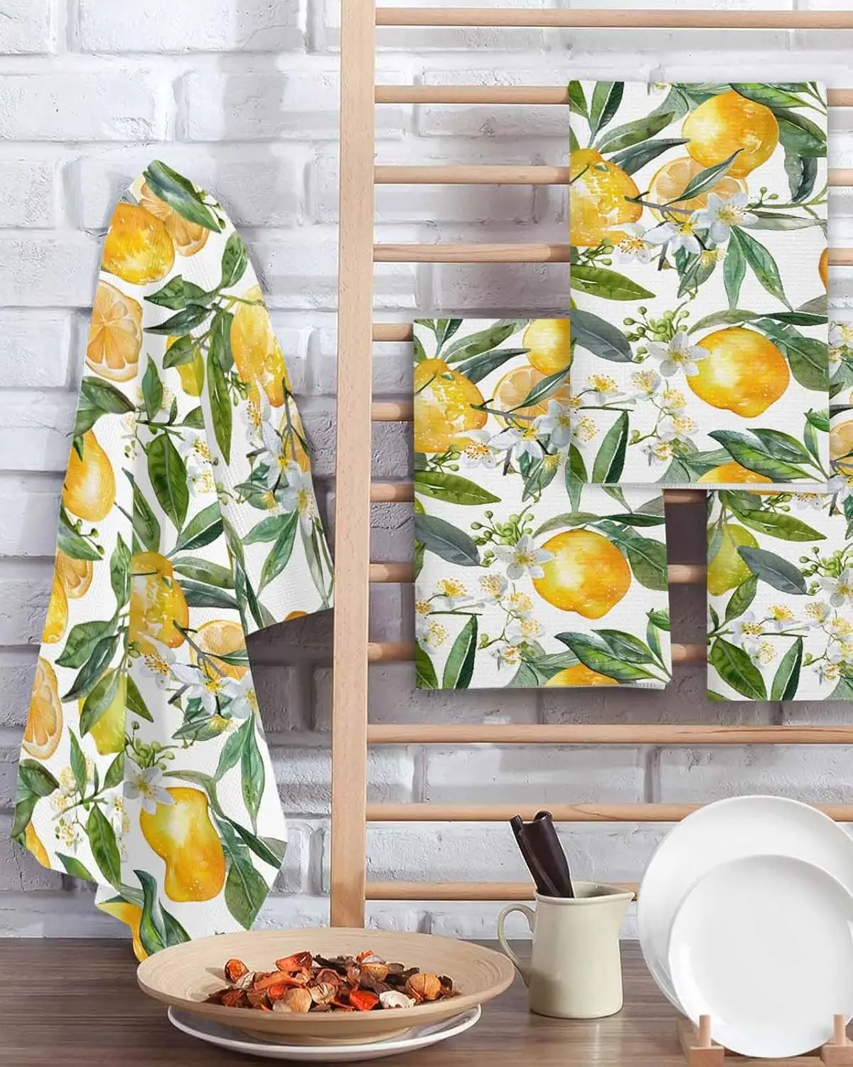 Sommer Zitrone Blume Küche Geschirr Handtücher Set Reinigungsmittel Mikrofaser Geschirr Trocknen Handtücher Handtücher Küchen Zubehör