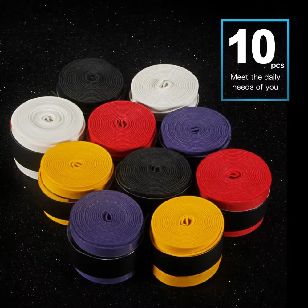 10 Uds. Overgrips de tenis antideslizantes con Perforación recubierta, empuñaduras de bádminton, cintas para raqueta de caña de pescar transpirables, bandas para el sudor de 0,6mm y 0,7mm