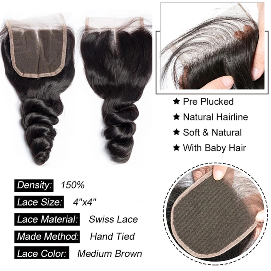 Onda solta pacotes com hd rendas frontals 12a cabelo indiano cru não processado solto profundo 100% cabelo humano 3 pacotes com fechamento 13x4