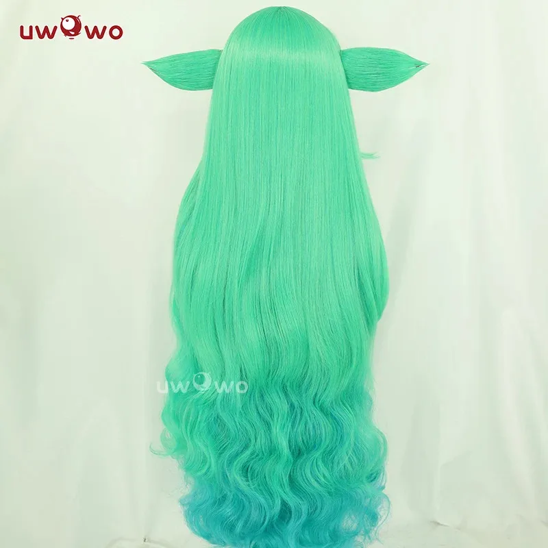 UWOWO Soraka شعر مستعار لعبة جامعة الأساطير/LOL: ستار جارديان Soraka SG شعر مستعار تأثيري مع الأذن الشعر الطويل الأخضر 100 سنتيمتر شعر مستعار