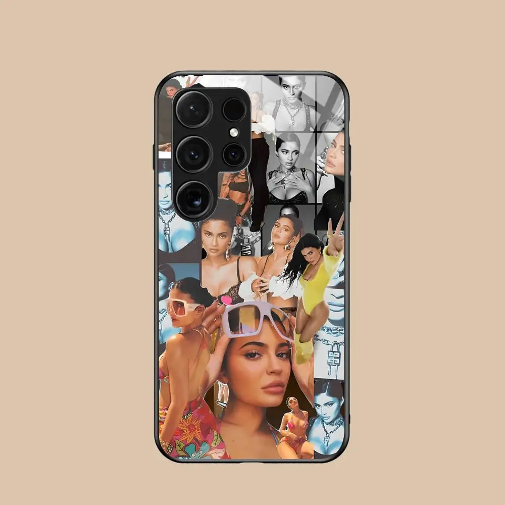 Kylie Jenner Mobile Cell Phone Case for Samsung Galaxy S25 S24 S23 S22 S21 S20 Note20 Plus FE Ultra Glass Cover Pretty Luxury