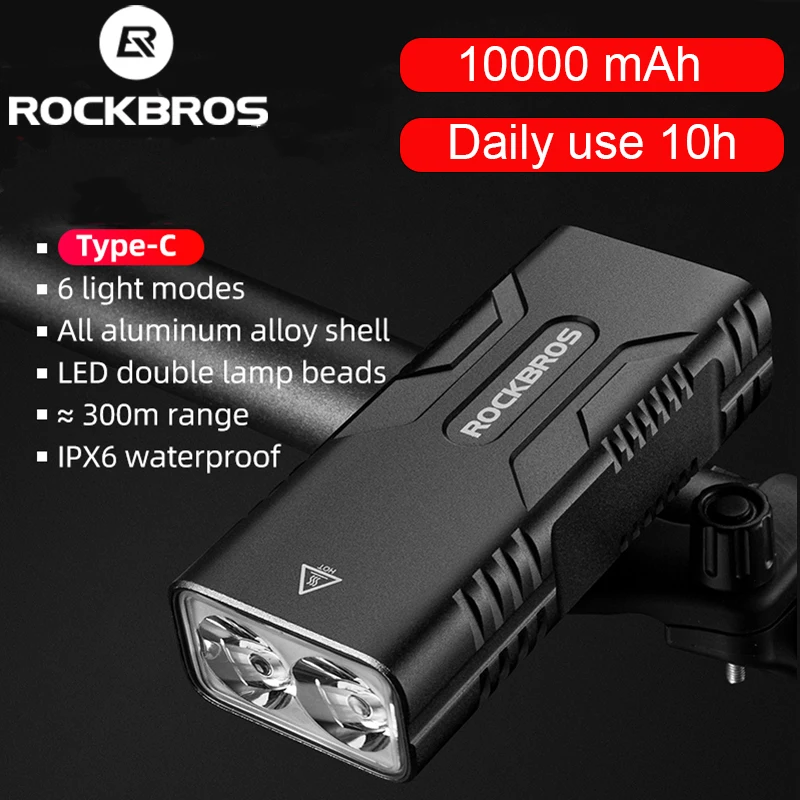 ROCKBROS Bicycle Light 850 Lumen Bike Flashlight 10000 mAh Bicycle Headlight USB ReChargeable Waterproof MTB Cycling Light