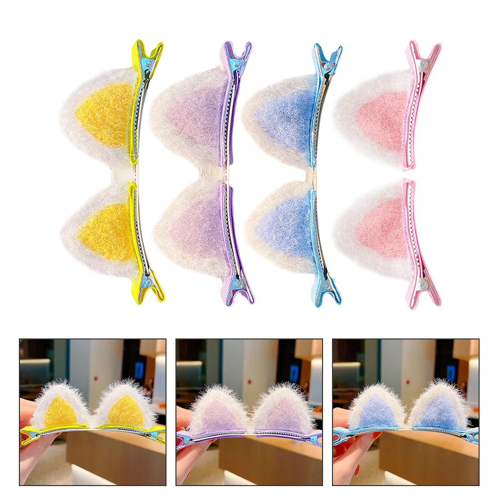8 Pcs Plush Hairpin Animal Clips School Party Accessory Cat Ear Barrette Cat Ear Hair Clamp Stage Performance Hairpin Unique