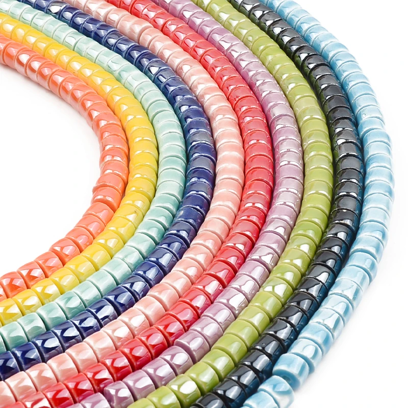 30pcs 4x6mm Fashion China Ceramic Beads Colorful Handmade Spacer Procelain Glaze Beads For Jewelry Making Diy Jewelry