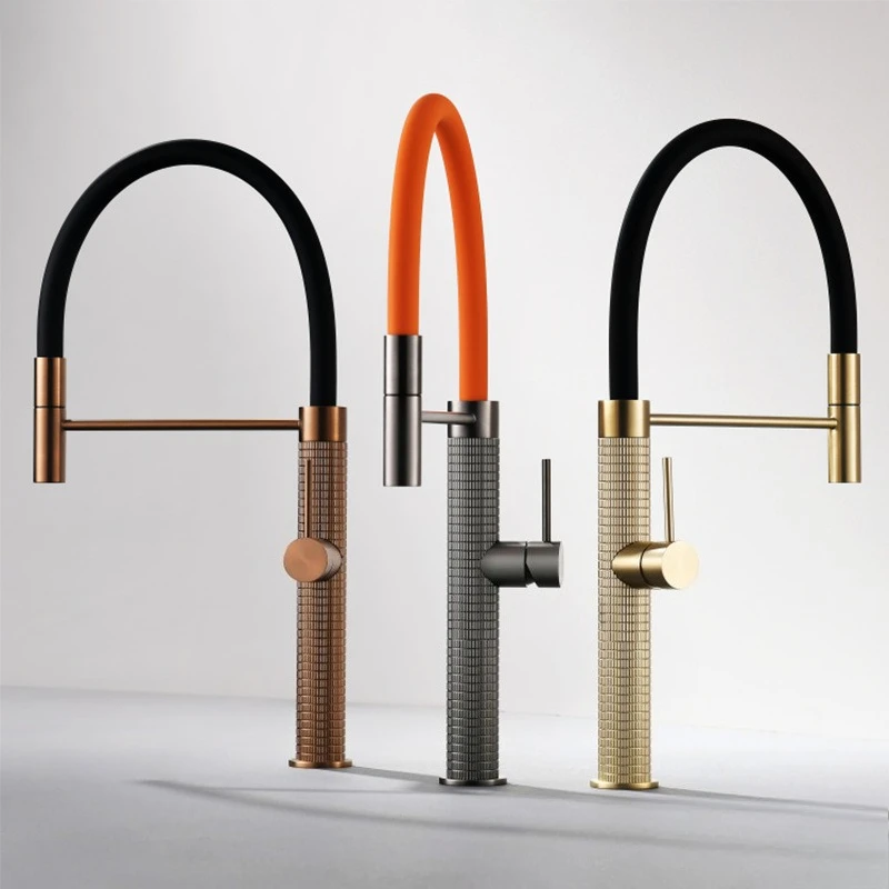 

Copper Washbasin Universal Faucet for Household Use, Gray Hot and Cold Pull-out Splash Proof Faucet, Kitchen Faucet