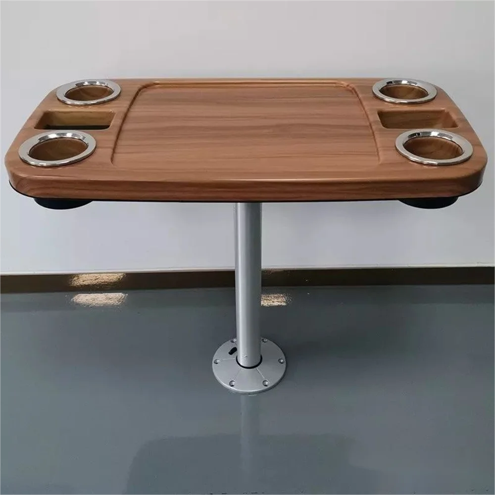 ABS Plastic Teak Wood Grain Table Top With Table Leg 863x457x101mm Marine Boat