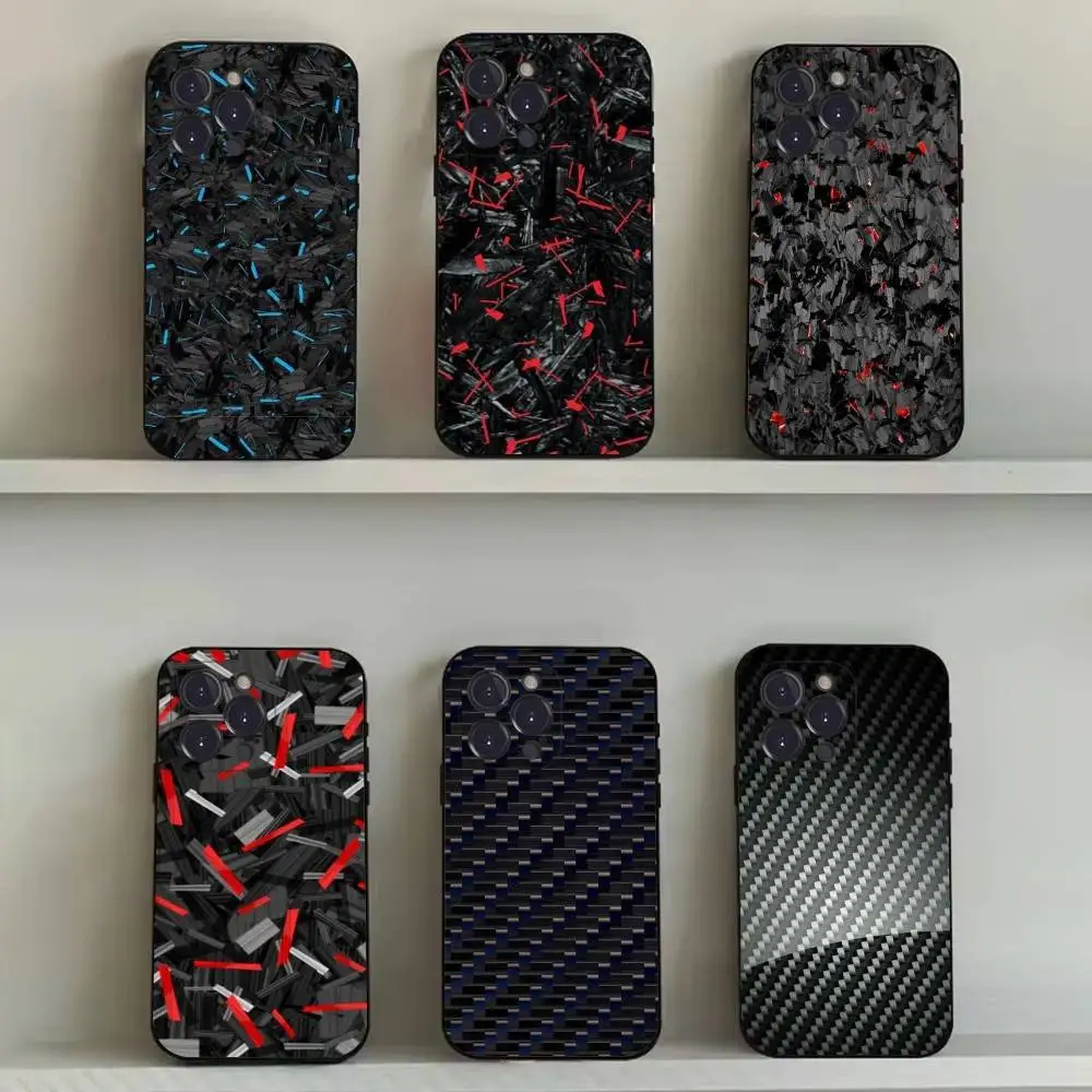 

Carbon Fiber Pattern Painting Phone Case For iPhone 16,15,14,13,12,11,Pro,Max,Plus,X,XS,SE4,E,Mini,Soft Black Case